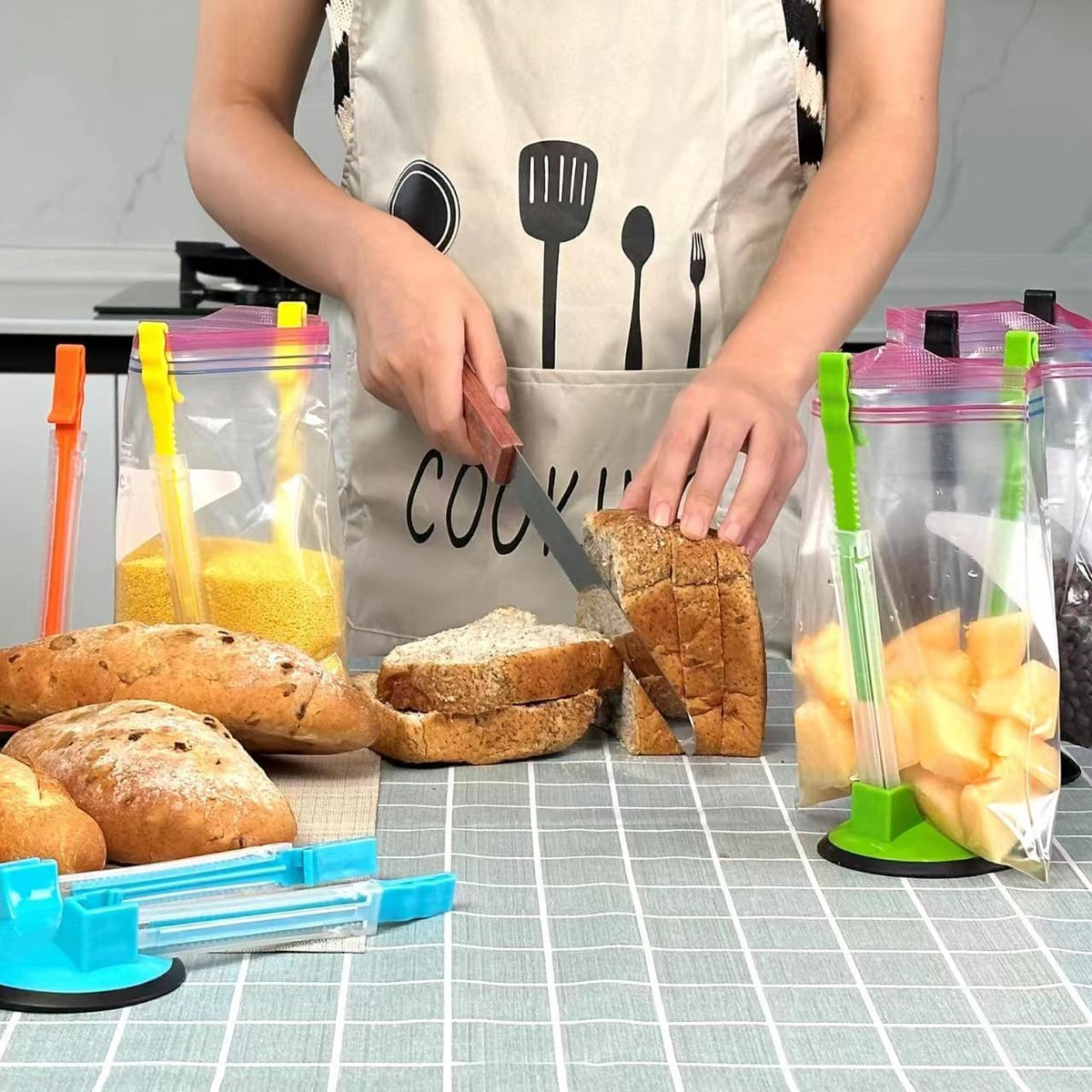 Baggy Rack -(8 colors),Food Storage Bags Clip, For Food Prep Bag/Plastic Freezer Bag/Ziploc Bag Holder Stand,Meal Planning/prep Bag Holders.