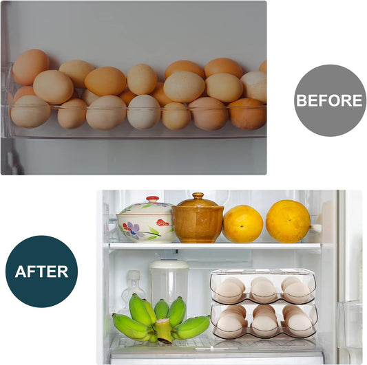 Egg Holder for Fridge, Automatic Rolling Container Storage 36 Eggs