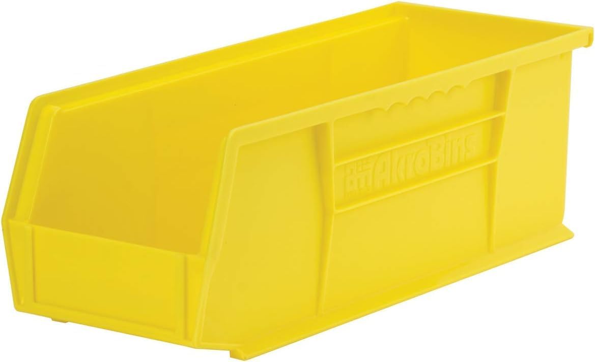 Akro-Mils 30234 AkroBins Plastic Storage Bins, Space-Saving Stackable Bins for Garage, Pantry, Craft Organization, 15" x 5" x 5", Black, 12-Pack