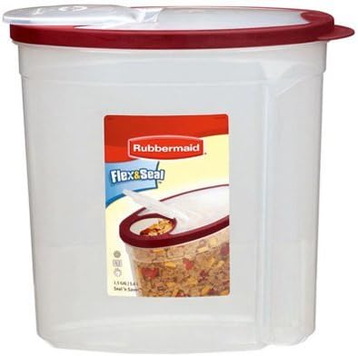 Rubbermaid Flex and Seal Cereal Keeper, 1.5 Gallon, BPA-Free, Clear with Red Lid, Airtight