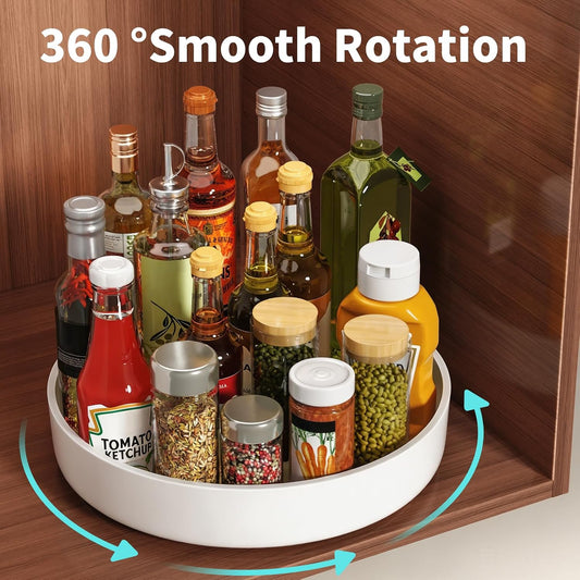 11.8" Lazy Susan Organizer for Cabinet, Turntable Spice Rack with Non-Slip Base & Raised Lip, Pantry Organization and Storage, Kitchen, Fridge, Makeup Vanity, Bathroom Countertop, Under Sink