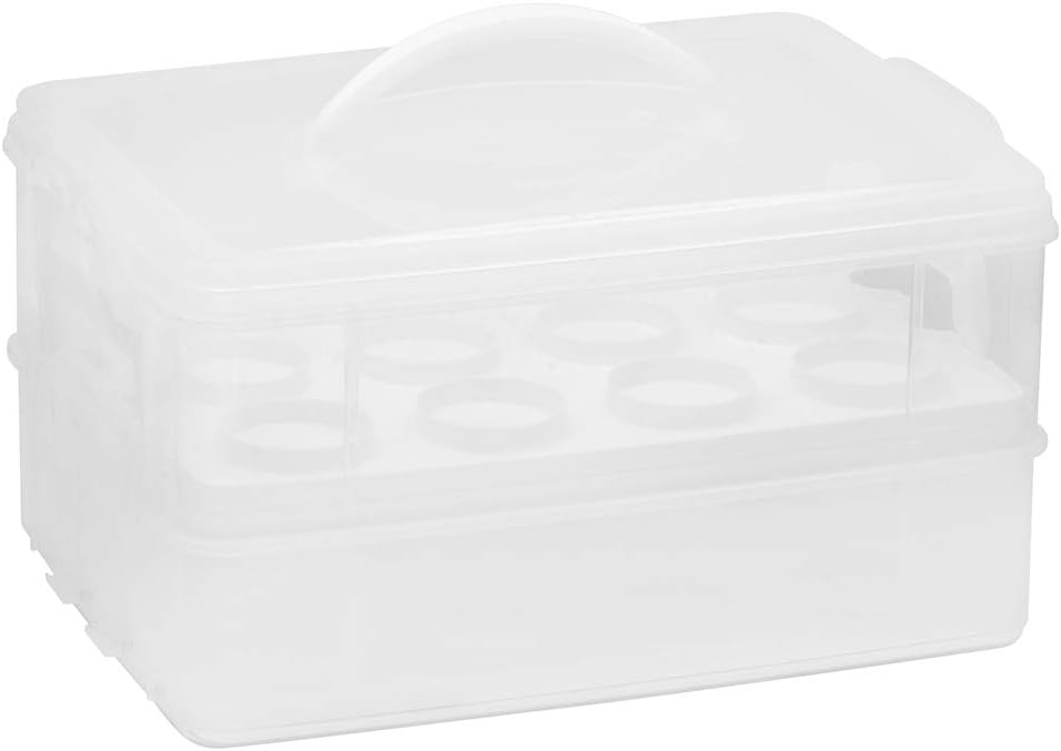 Snapware (2-Layer, 24 Cupcakes Plastic Detachable Cupcake Carrier Storage Container With Lid and Handle, Freezer Dishwasher Microwave Safe