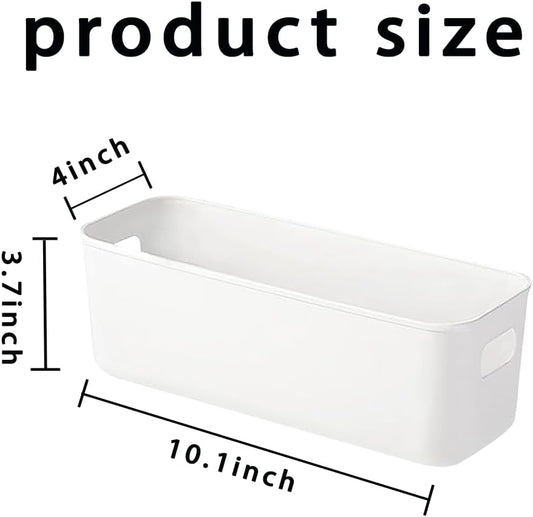 4 Pack White Storage Bin ,10 Inch Storage Bins,Small Plastic Storage Bins, Basket for Bathrooms, Bedrooms, Kitchen, Office, Cupboard, Utility Rooms