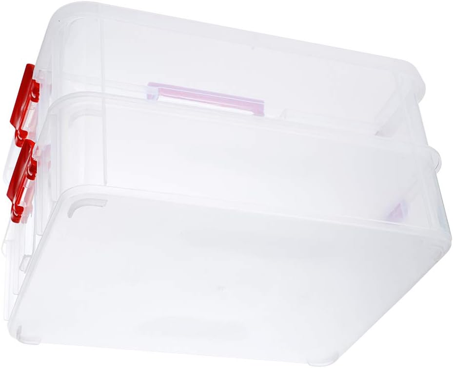 BTSKY 2 Layer Stack & Carry Box, Plastic Multipurpose Portable Storage Container Box Handled Organizer Storage Box for Organizing Stationery, Sewing, Art Craft, Jewelry and Beauty Supplies(Purple)