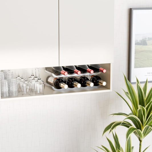 2 Tier Stackable Wine Racks Countertop,Sturdy and Durable Wine Rack Free Standing Floor for Inside Cabinet,Clear Water Bottle Organizer and Wine Storage Racks Holder for Pantry,Table,Kitchen