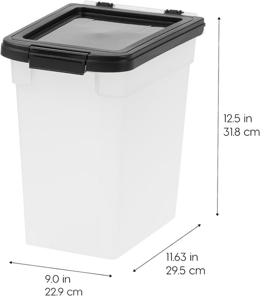 Dog Food Storage Container, Up to 54 lbs, Black | Made in USA, Comes with Wheels, Airtight Seal, BPA-Free, Bird Seed, Cat food, Cat Litter, Treats, Multi-Pet Use