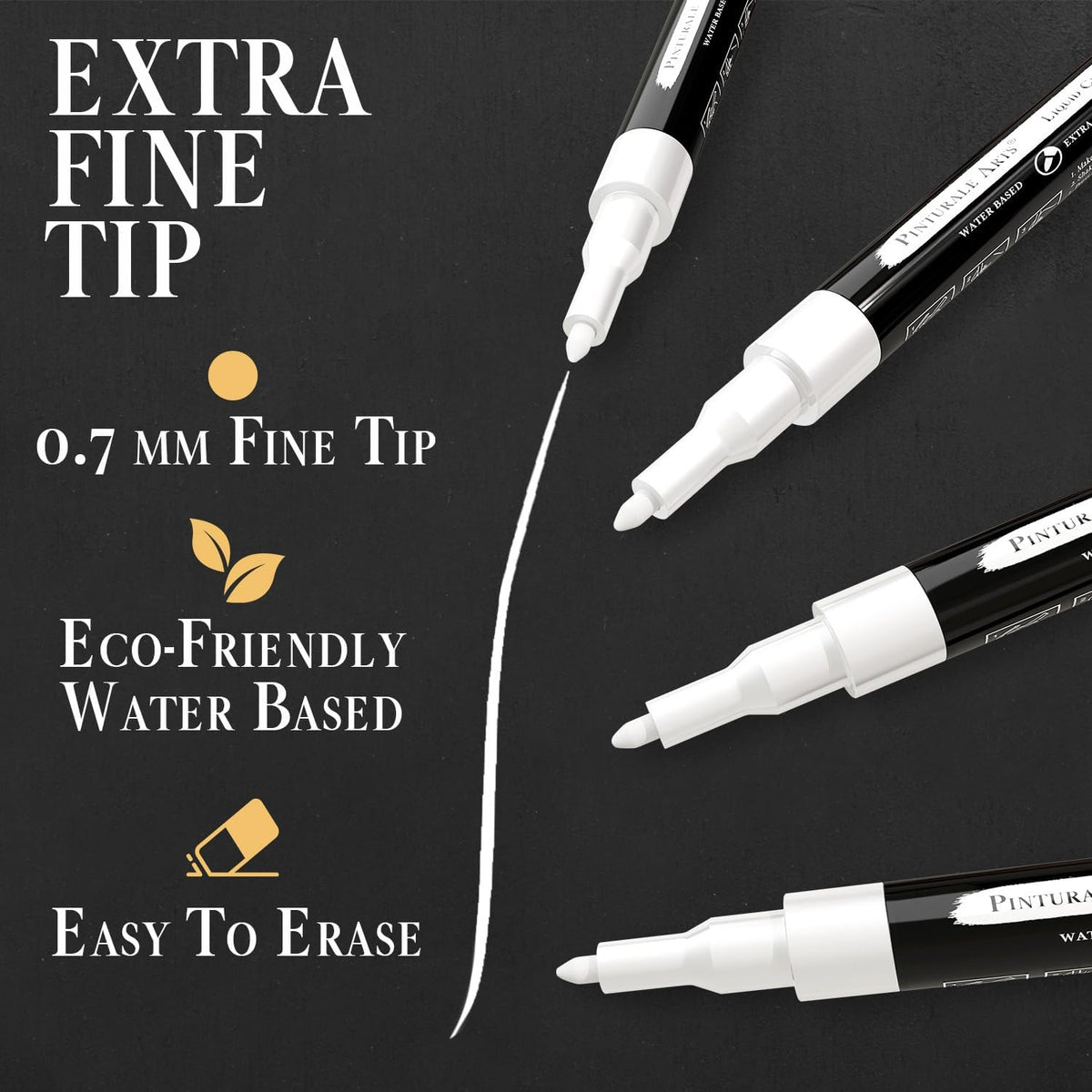® 2 Ultra Fine Tip Chalk Markers | 0.7 mm Tip | For Windows, Blackboard, Dry Erase Board, Chalkboards, Glass, Easy Erase | White Chalk Markers Fine Tip