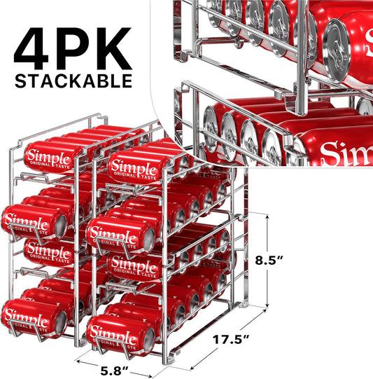 4-Pack Soda Can Stackable Rack Dispenser Organizer, White