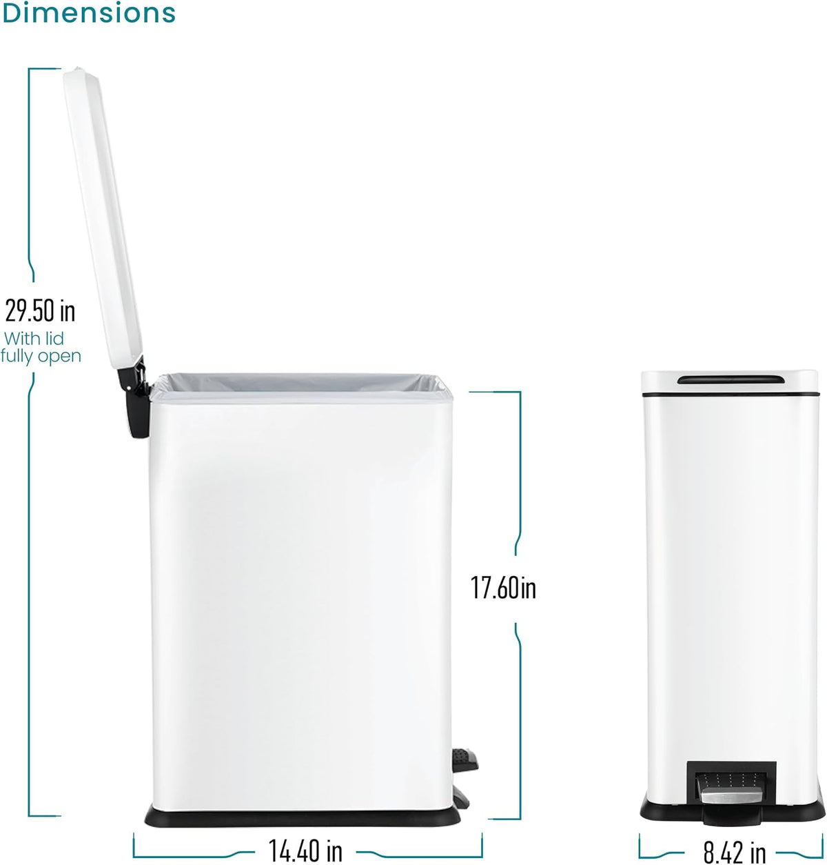 4 Gallon Kitchen Trash Can with Slim Fit Design