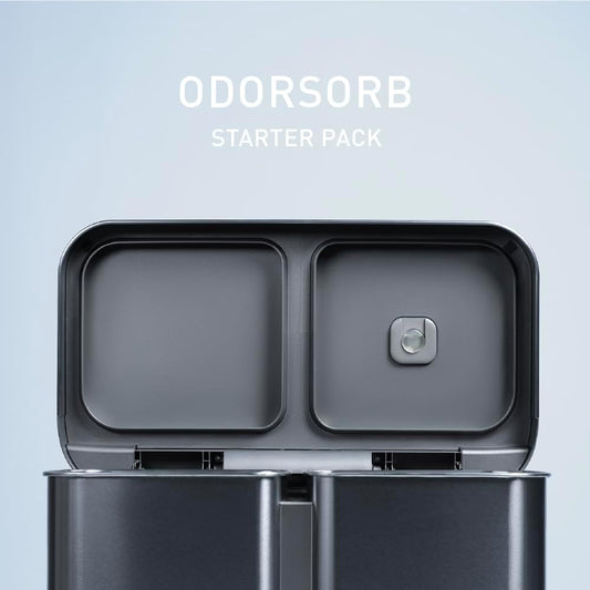 Odorsorb® Pod Starter Pack, Trash Can Odor Eliminator with Plant-Based Oils, 45-Day Continuous Odor Control, No Harsh Chemicals or Cover Scents, Includes Pod Holder and 2 Pods