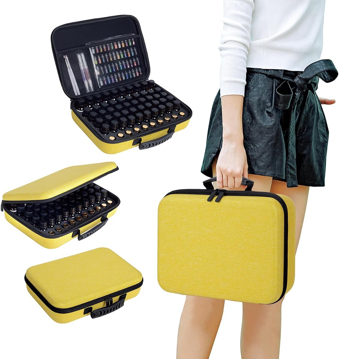 Essential Oils Carrying Case Holds 60 Bottles with Detachable Pad,Black