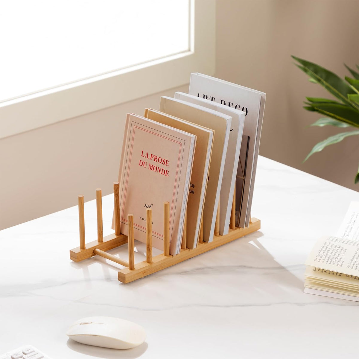2-Pack Bamboo Wooden Dish Rack Plate Holder Kitchen Organizer 7-Slot | Space-Saving Vertical Organizer, For Plates, Cups, Pots, Lids, Bowls & Cutting Boards, Kitchen Cabinet & Counter Storage