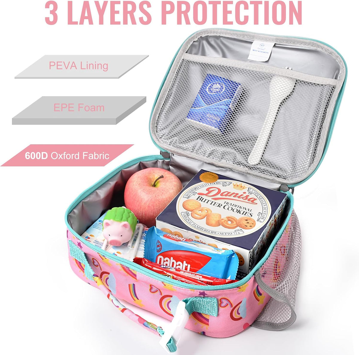 Lunch Box Kids, Insulated Lunch Bag Kids Boys Girls Back to School, Soft Lunch Box for Men Reusable Lunchbox for Office,Outdoor,School (Black)