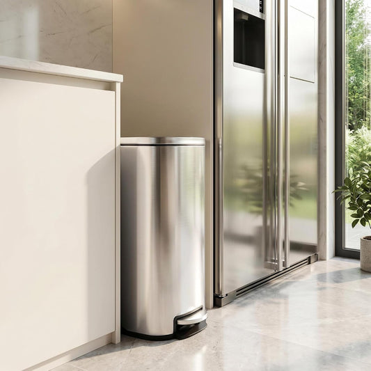 13 Gallon Slim Stainless Steel Trash Can with Inner Bucket