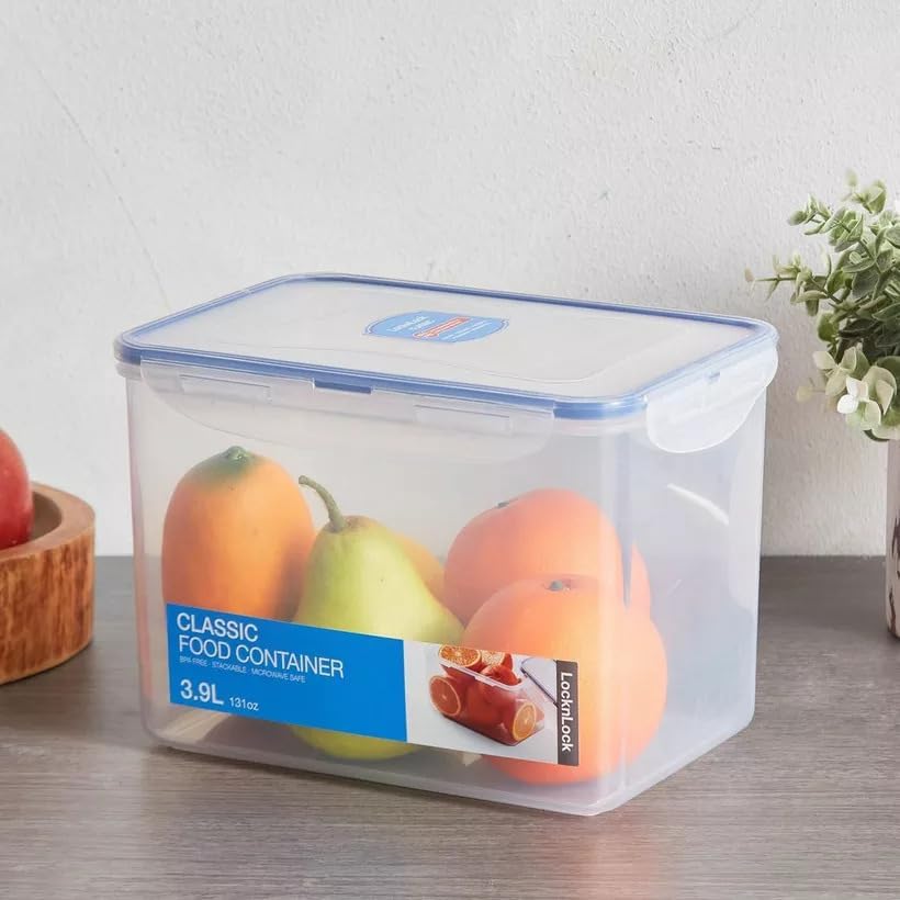 LOCK & LOCK Easy Essentials Food Lids/Pantry Storage/Airtight Containers, BPA Free, Rectangle - 8 Cup - for Cookies, Clear