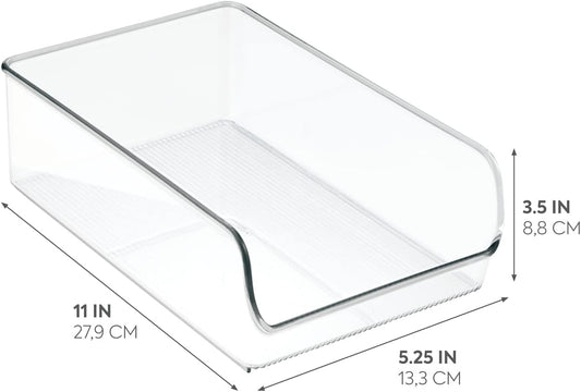 iDesign BPA-Free Plastic Freezer and Fridge Organization Bin for Kitchen, Fridge, Freezer, Pantry and Cabinet Organization, The Linus Collection – 11" x 7" x 3.5", Clear