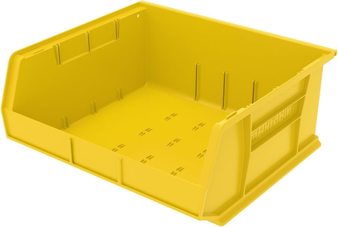 Akro-Mils 30250 AkroBins Plastic Storage Bins, Space-Saving Stackable Bins for Garage, Pantry, Craft Organization, 15" x 16" x 7", Black, 6-Pack