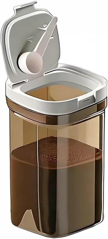 Airtight Coffee Canister, 15oz Coffee Storage Container with Scoop, Kitchen Food Storage Jar for Grounds Coffee, Beans, Tea, Sugar, Flour, Cereal, 1300ml