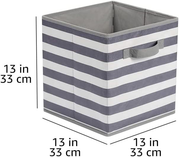 Amazon Basics Collapsible Fabric Storage Cubes Organizer with Handles, Sturdy Storage Bins for Organization, 10.5" x 10.5" x 11", Beige, 6-Pack