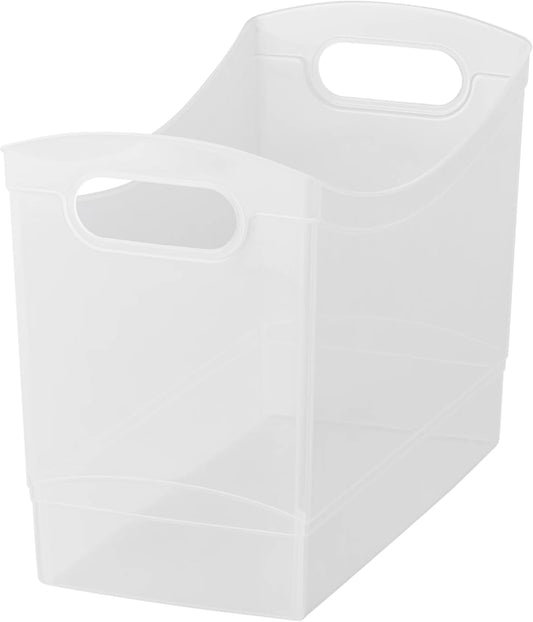 Clear Plastic Storage Bins, 12 Qt Narrow Rectangle Container with Handles, 2 Pack Set for Home Organization, Stackable Utility Box for Garage, Closet, Craft Storage