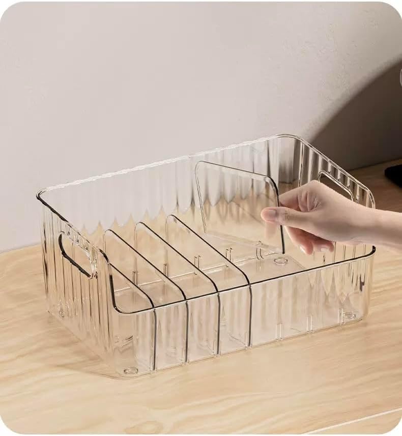 BSTKEY Seasoning Packet Organizer, Food Storage Organizer with Divided 8 Removable Compartments, Plastic Storage Caddy for Kitchen Pantry Cabinet, Kitchen Organization Bin for Snacks Spice Packets