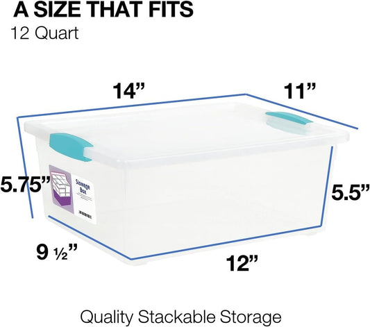 Tribello Plastic Storage Containers With Lids For Organizing, 6 Quarts - (Large - 14 x 11 x 3)