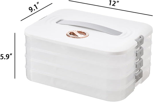 4-Layer Food Storage Containers with Lids Dumpling Storage Box,Good Sealing,Stackable Food Containers