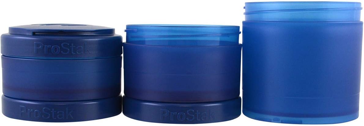 BlenderBottle ProStak Twist n' Lock Storage Jars Expansion 2-Pak with Pill Tray, All Black