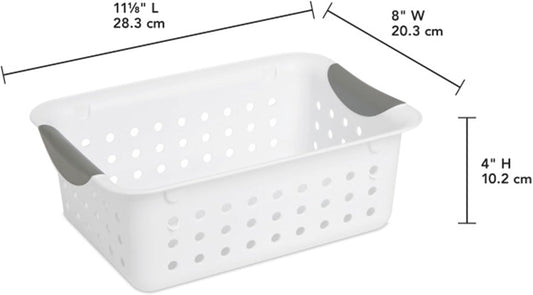 Sterilite 6-Pack Deep Ultra Basket, Open Top Plastic Storage Organizer, White - Classic Baskets for Organizing Countertops, Pantry Shelves, Kitchen Cabinets, Laundry Rooms or Home Offices