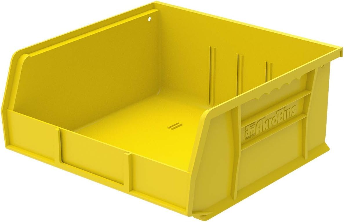 Akro-Mils 30235 AkroBins Plastic Storage Bins, Space-Saving Stackable Bins for Garage, Pantry, Craft Organization, 11" x 11" x 5", Blue, 6-Pack