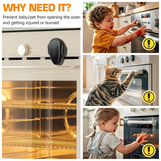 Oven Lock Child Safety (2 Pack),Oven Door Lock,Oven Front Lock, Baby Proofing, Baby and Child Proof Locks for Drawer Oven Stove Door, Upgrade Heat-Resistant Material, Easy to Install - Black