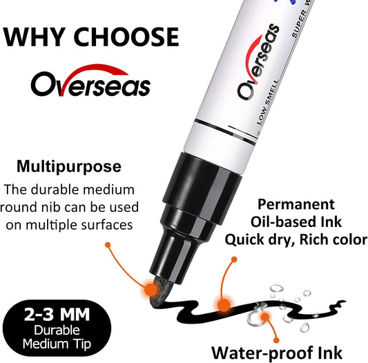 Black Paint Pens Permanent Markers, 2 Oil Based Paint Makrers