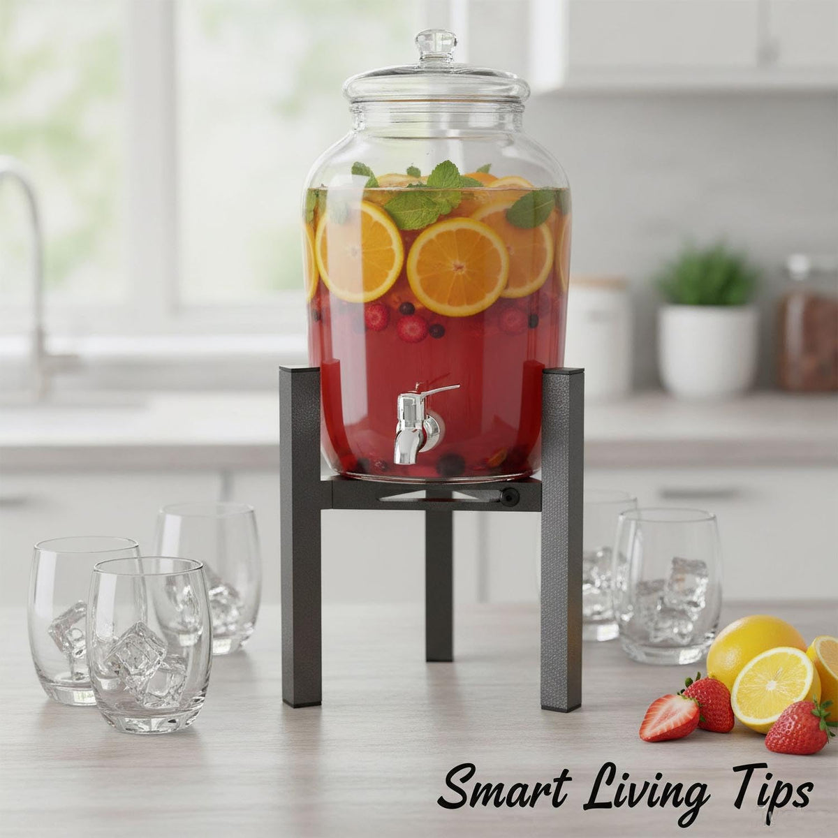 Beverage Water Jug Dispenser Stand for 2-5 Gallon, Adjustable 9-12.6 IN Water Jug Holder Container ( Drink Dispenser Stand Only)(Large)