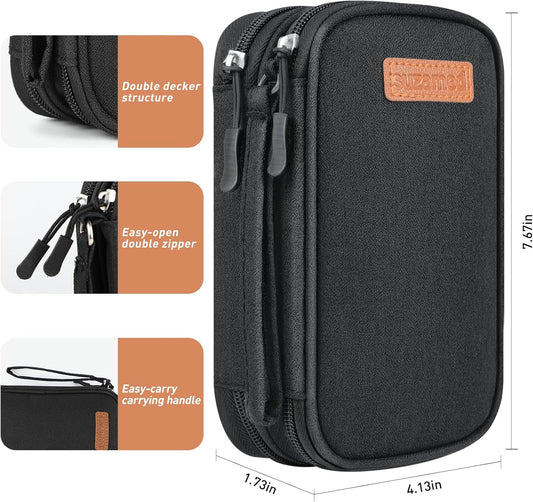 Insulin Cooler Travel Case, Double Layer Medicine Kit Diabetes Travel Case, Portable Medicine Organizer with 2Pack 150g Ice Pack TSA Approved for Insulin Pens Diabetic Supplies (Black)
