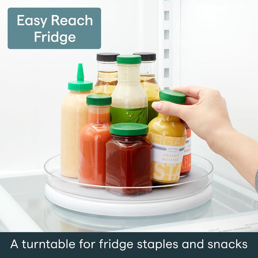 FridgeView Fridge Turntable, Lazy Susan Organizer for Refrigerator Storage, 11” , White