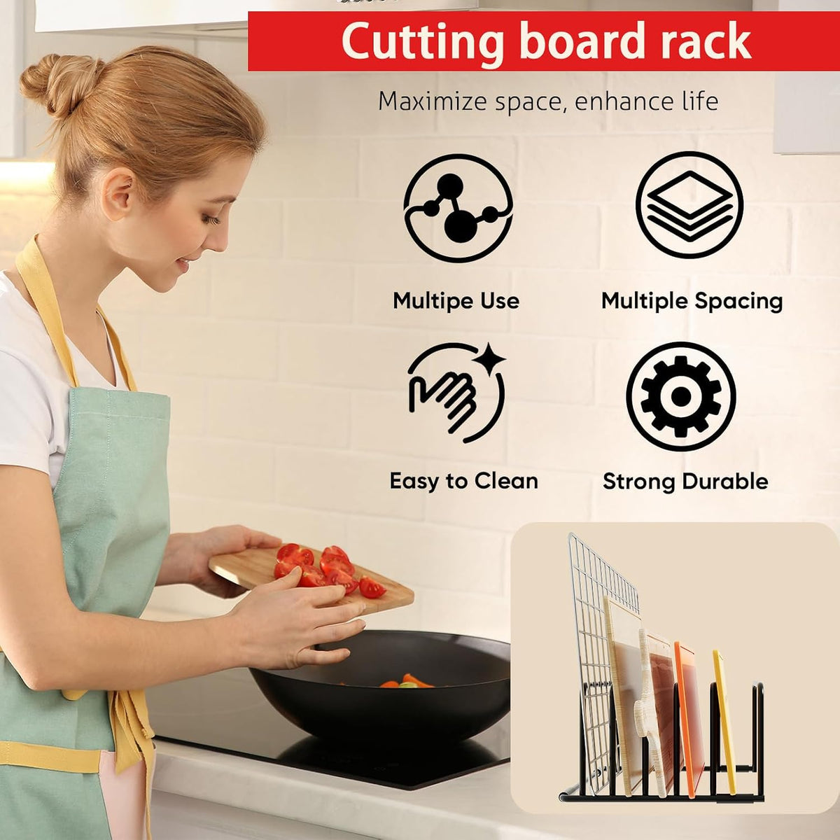 cookie sheet organizer for cabinet for Cutting Boards Baking Sheets, Cookie Pans, Cooling Small Racks Storage Stand and Bakeware,Kitchen Cabinet Countertop Organizer (Black - 1pack)