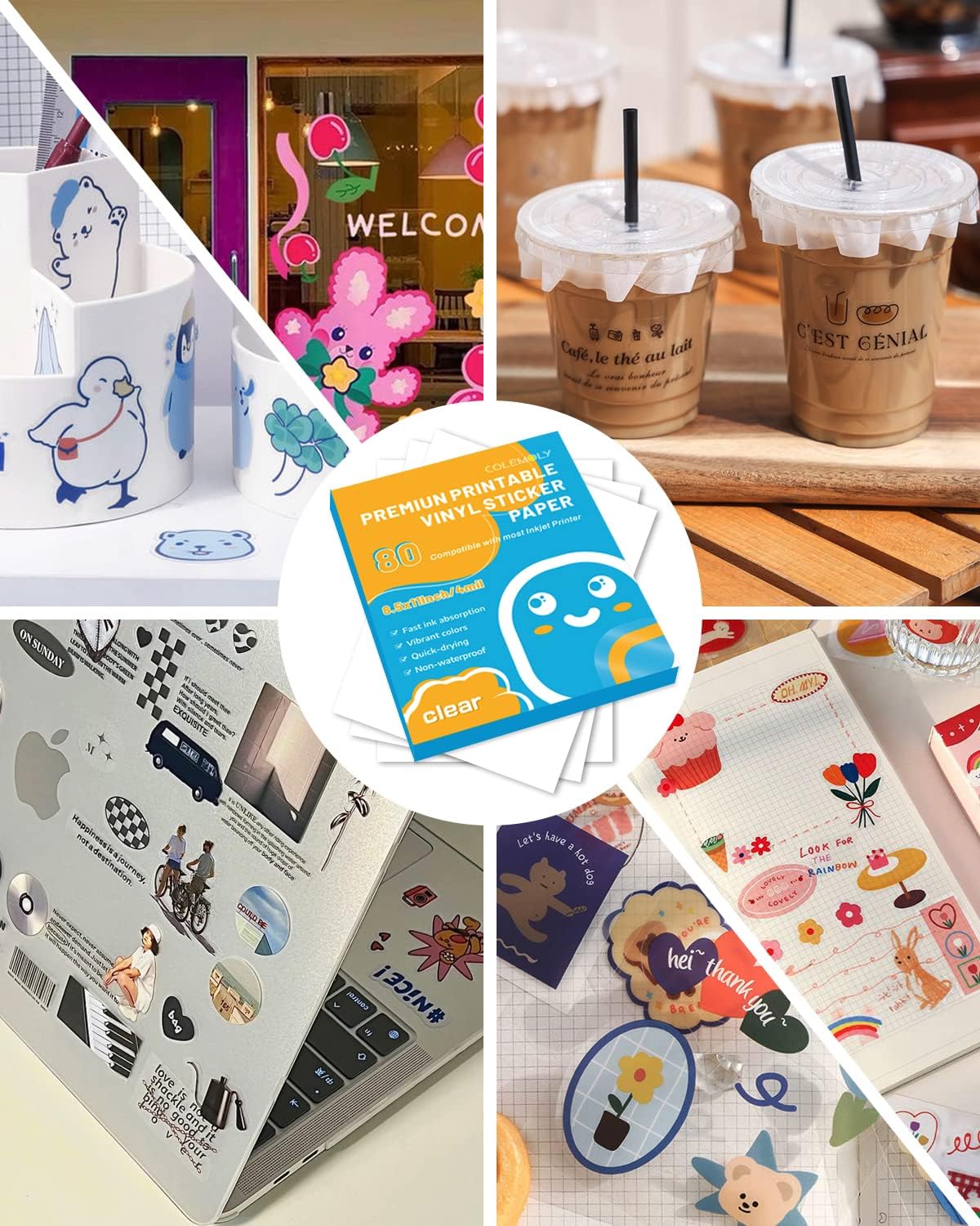 Clear Printable Vinyl Sticker Paper for Inkjet Printer, 25 Sheets | Non-Waterproof, for Laser Printers, Compatible with Cricut, Tear Resistant Vivid Color Decals, Easy to Cut Labels, for DIY