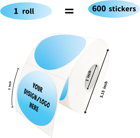2" Round Transparent Thermal Label Stickers,Self-Adhesive Direct Thermal Labels,300 Sheets with Perforation Line in ROLL