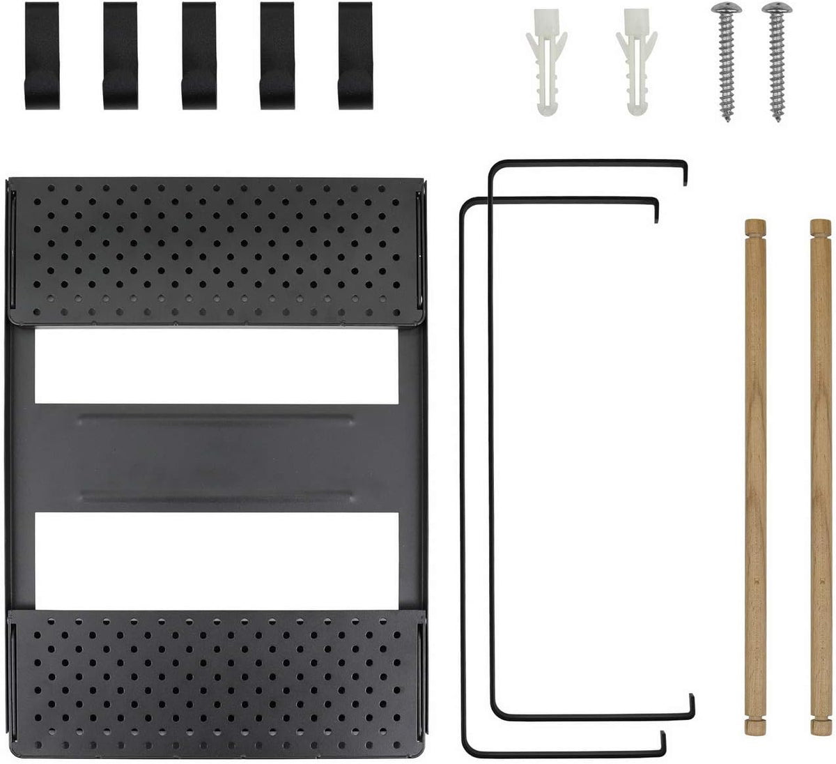 Magnetic Fridge Spice Rack- Space Saving Organizer Black Shelf on Refrigerator, Kitchen Paper Towel Holder, Foldable Design (Black-Small)