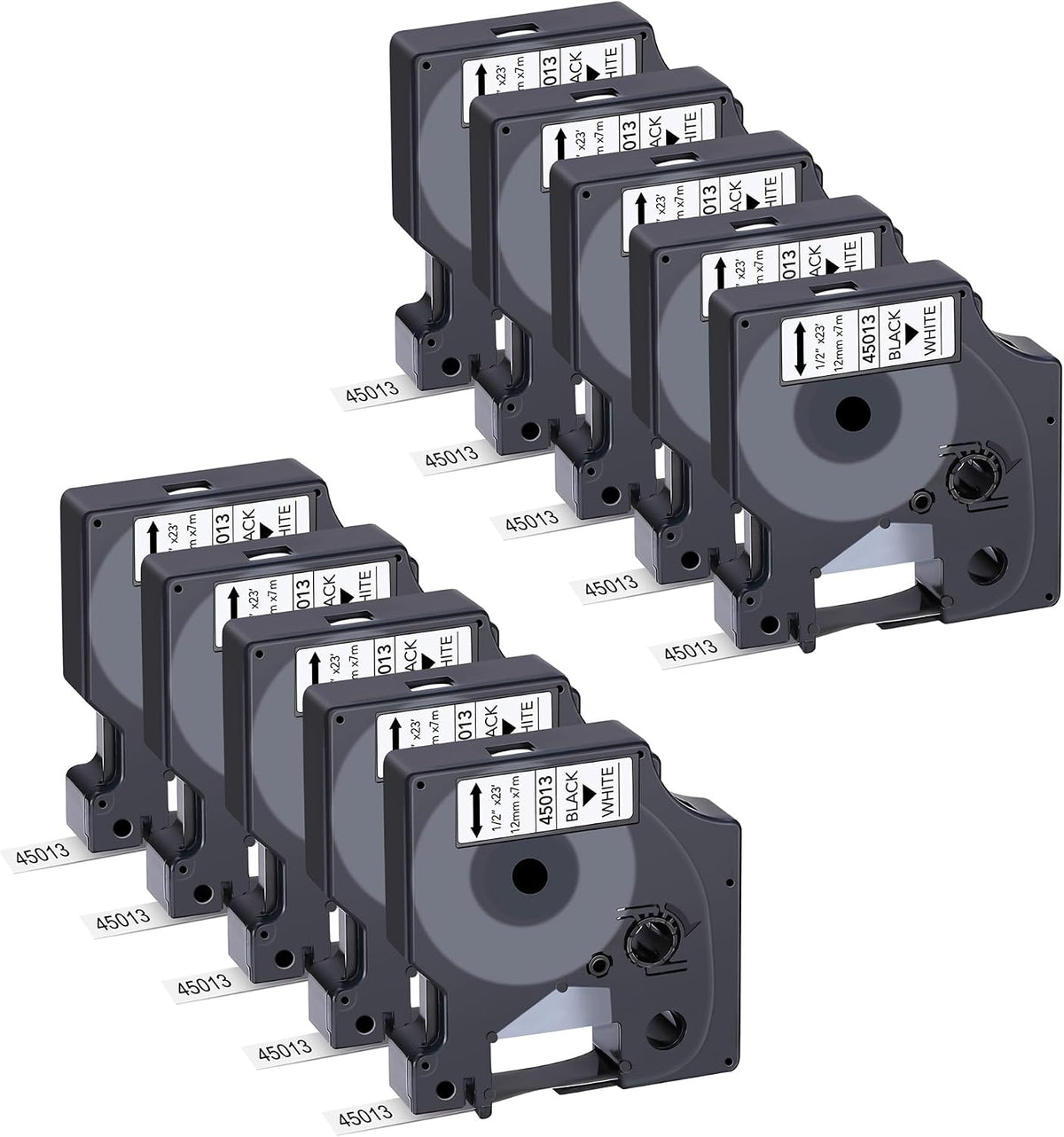 6-Pack Dymo D1 Label Tape 45013 Black on White 1/2 Inch x 23 Feet Compatible for DYMO LabelManager 160 280 210D 360D 420P Wireless PnP 220P 260P 500TS 450DUO