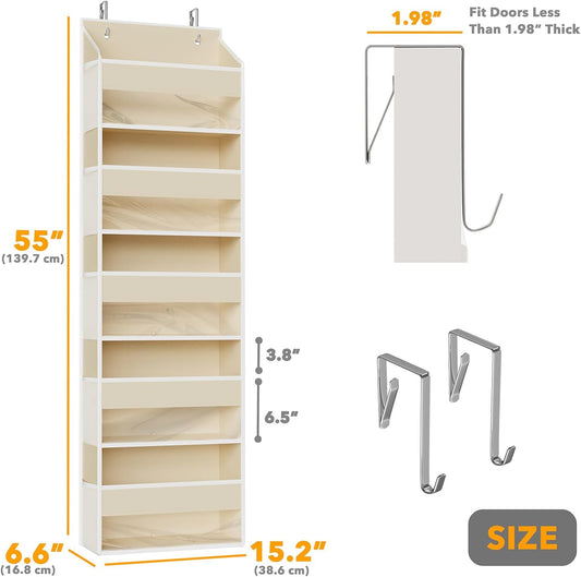 SpaceAid Over The Door Organizer with 5 Large Pockets and 10 Mesh Side Pockets, 5 Layers Door Organizer Hanging with Clear Window for Bedroom, Bathroom, Pantry and Nursery, Gray
