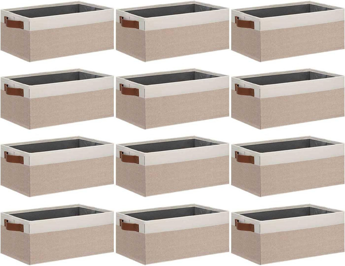GhvyenntteS Small Fabric Storage Bins with Handles 6 Pack, 11.8" x 7.87" x 5.11" Storage Baskets for Shelves, Baskets for Organizing Clothes Underwear Socks Hats DVDs (Grey/White)