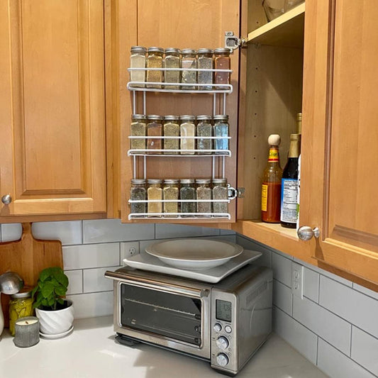 Evelots Over the Door Pantry Spice Rack Organizer -6 Tier -Holds up to 54 Spices- Adjustable Metal Baskets for Kitchen, Bathroom Storage & Organization (White) No Tool Easy Install