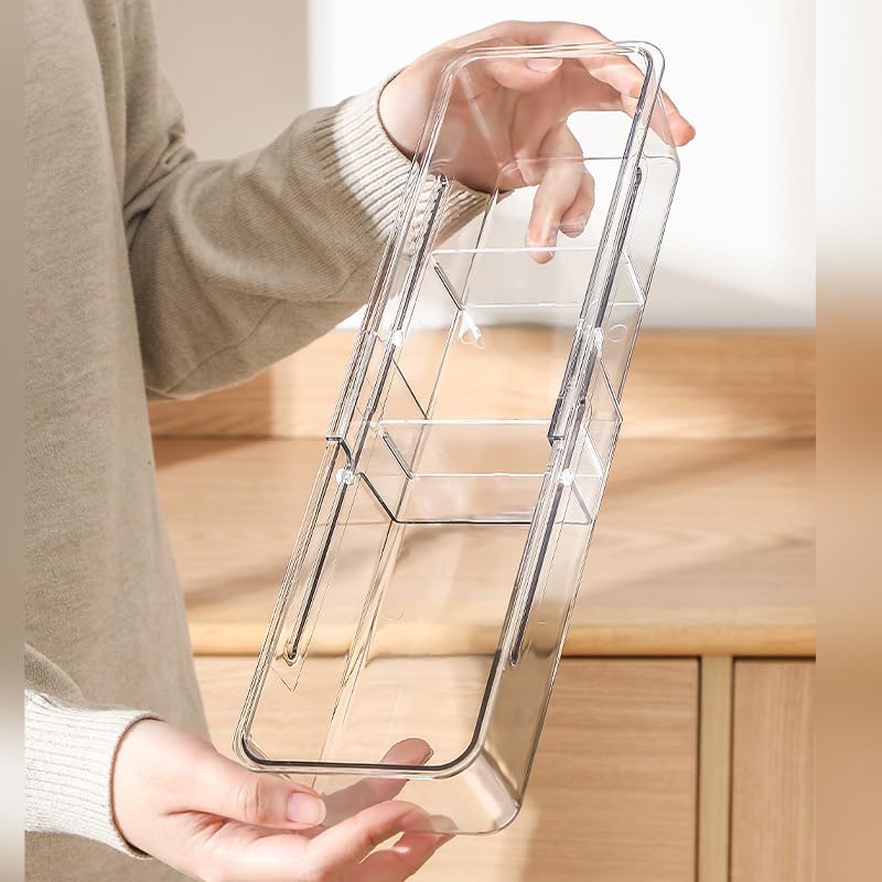 Tea Bag Holder,Expandable Tea Bag Organizer Boxes,Clear Acrylic Tea Bag Storage Bins,Kitchen Utensils for Sugar Packet, Coffee, Condiment for Drawer,Cabinet, Countertop,Pantry,1 Pack