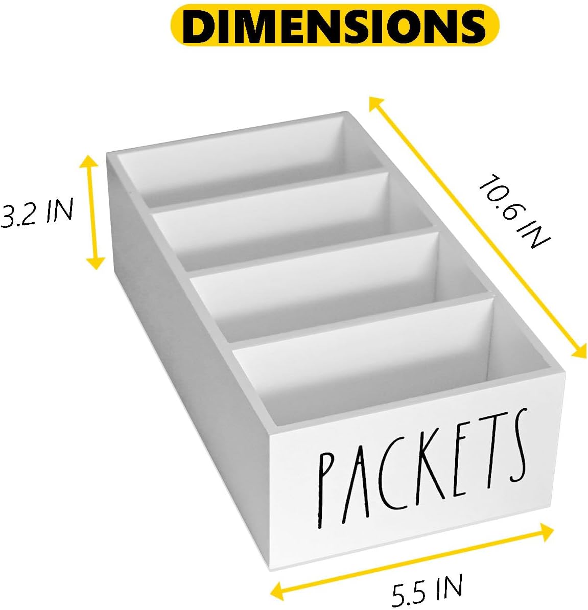 Seasoning Organizer, Pantry Storage Bins for Food Mixes, Spices, Gravy, Taco, and Dressing Packets - Modern Farmhouse Kitchen Organization (White)