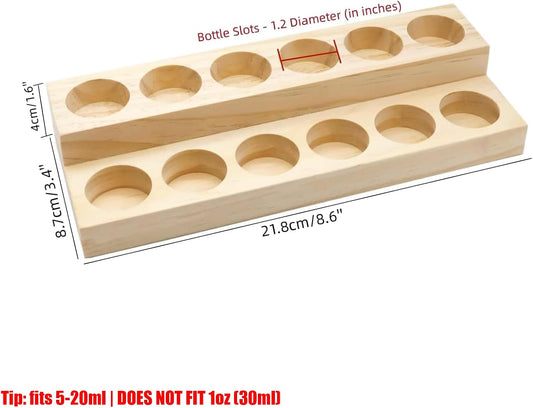 Essential Oil Display Stand 4 Tier Essential Oil Holder Solid Wood Essential Oil Rack for 24 Bottles Tabletop Display Holder Bottle Organizer for 5-20ml Bottles Display for Essential Oils