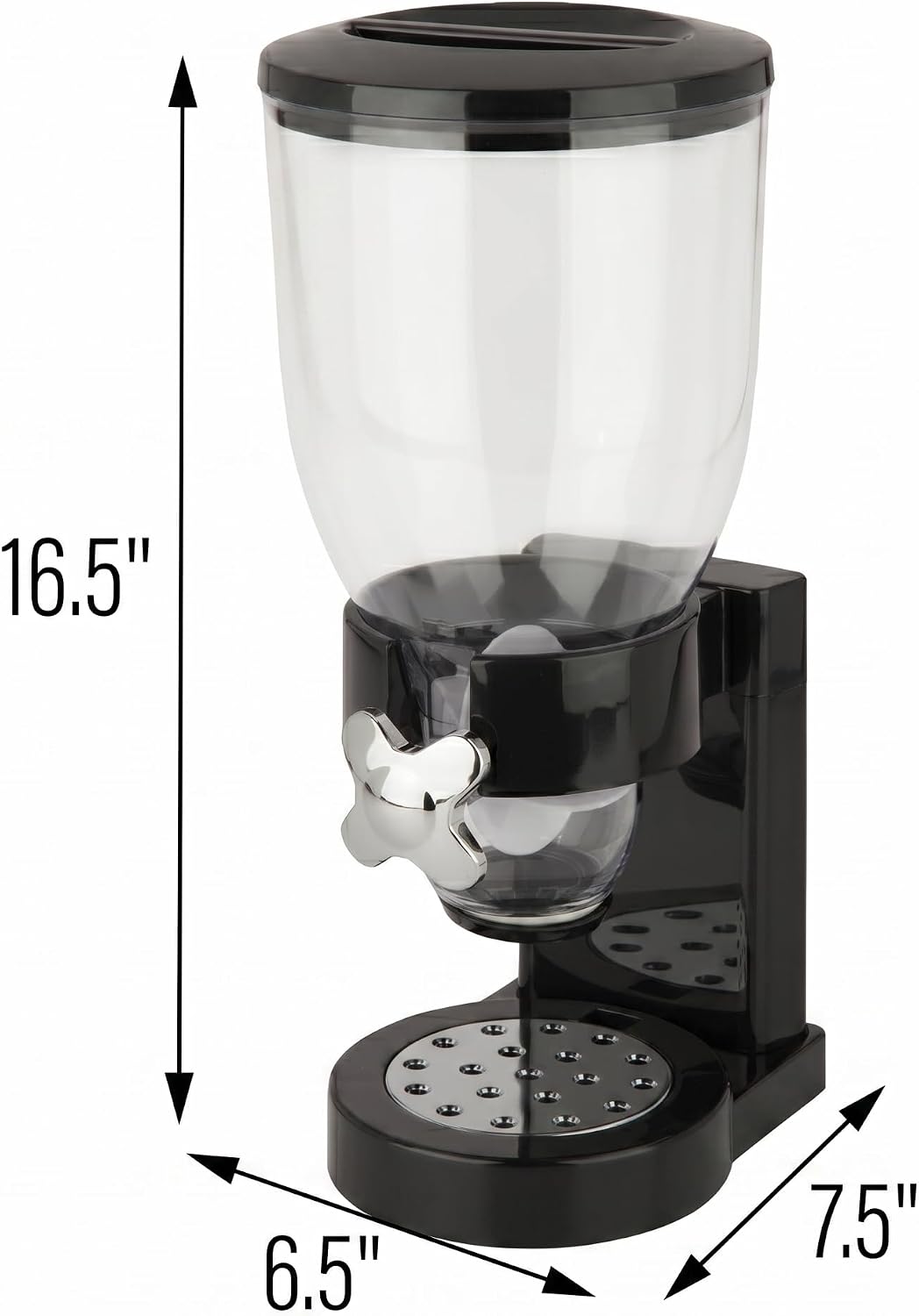 Honey-Can-Do Dry Food Dispenser, Single Control, Black/Chrome