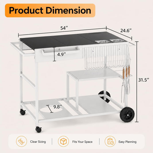 SUNLEI Rolling Cart Kitchen Storage Organizer with Spice Basket, Kitchen Island on Wheels with Paper Towel Holder, Lockable Wheels & Bottle Opener, Trash Bag Holder for Kitchen(Black)