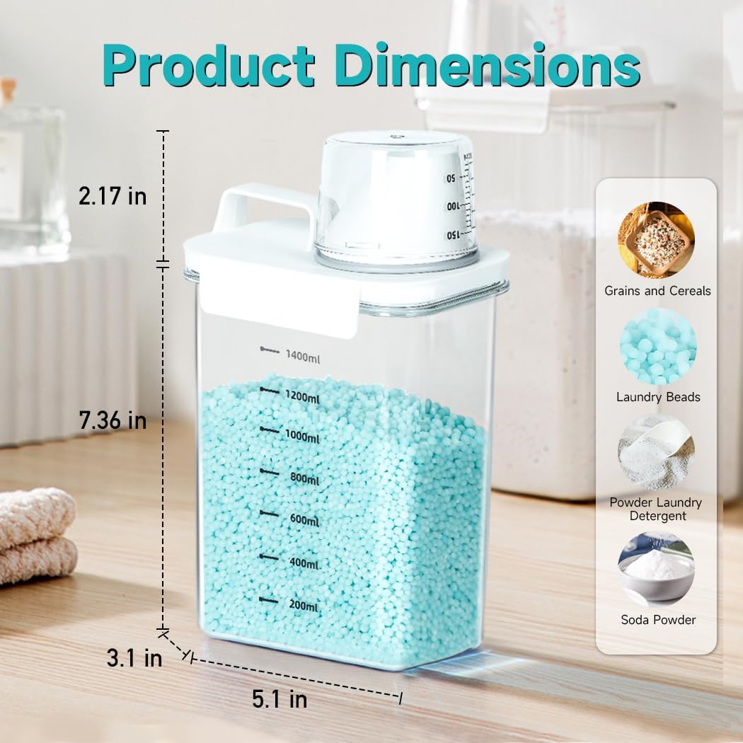 Tokokimo Laundry Detergent Dispenser - Powder Container & Scent Booster Beads Dispenser for Laundry Room Organization