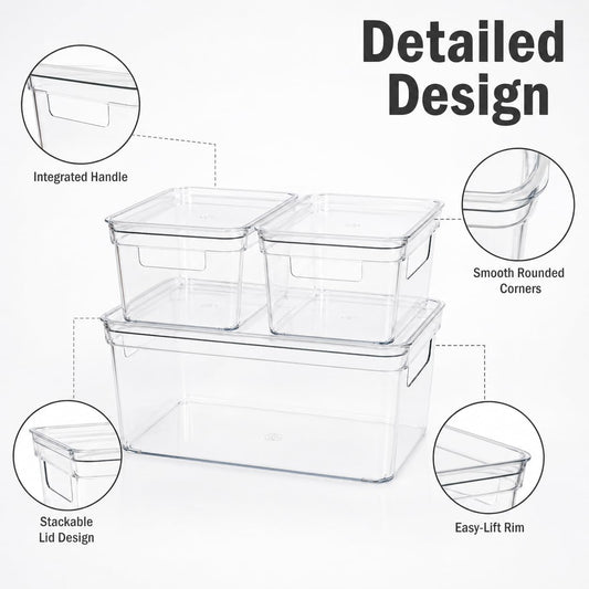 Baking Supplies Storage Containers 3Pc,Baking Kits with Handles&Lid for Adult,Stackable Bakeware Organizer Storage Bins,BPA Free Baking Accessories,Kitchen,Pantry Storage and Organization Box